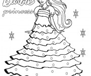 Coloriage Princesse Barbie et Flocon de Neige