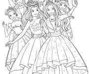 Coloriage Princesse Barbie et la famille royale prend un selfie