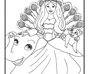 Coloriage Princesse Barbie et Les Animaux