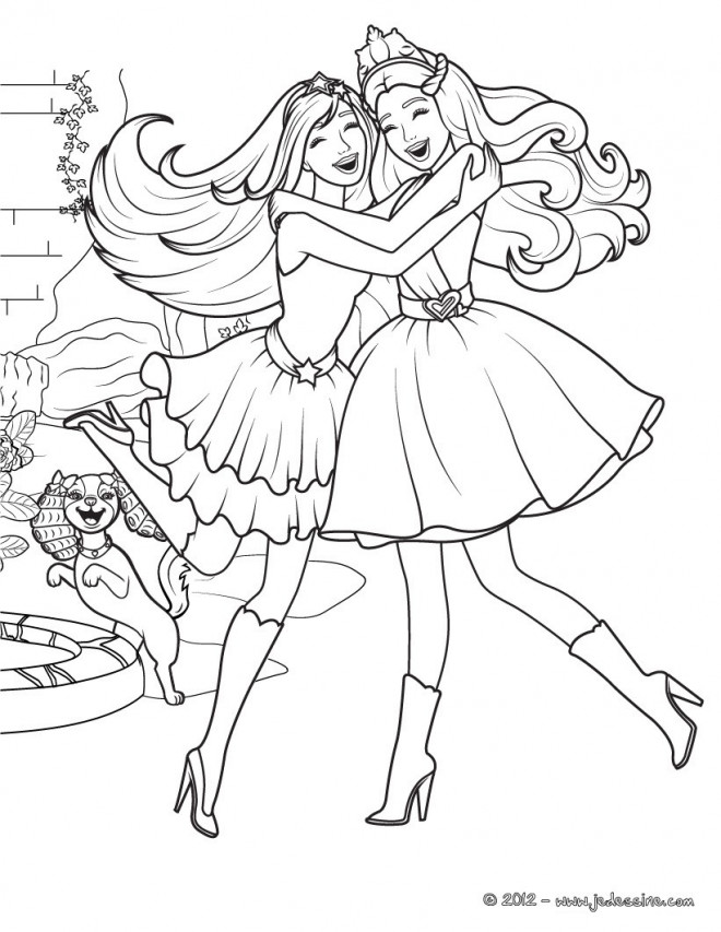 Coloriage Princesse Barbie Et Sa Meilleur Amie Dessin