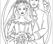 Coloriage Princesse Barbie et son mari