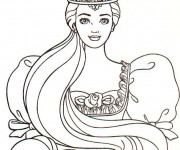 Coloriage Princesse Barbie portant la Couronne