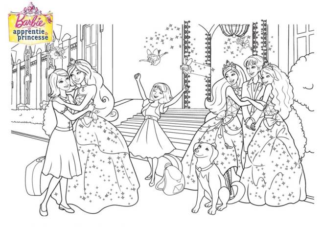 Coloriage et dessins gratuits Princesse Barbie rencontre la famille royale à imprimer
