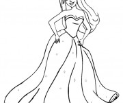 Coloriage Princesse Barbie simplifi&eacute; couleur
