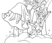 Coloriage Princesse Barbie sur arc-en-ciel