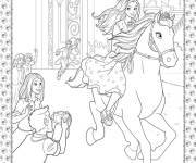 Coloriage Princesse Barbie sur son cheval