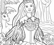 Coloriage Swan Princesse Barbie Avec Licorne