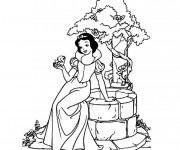 Coloriage et dessins gratuit blanche neige chante avec l'oiseau à imprimer