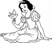 Coloriage Blanche Neige et l'oiseau
