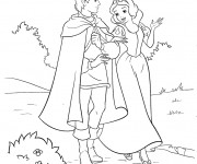 Coloriage Blanche Neige se balade avec le prince