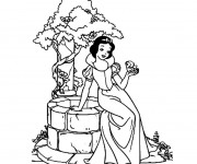 Coloriage La Blanche Neige et son oiseau