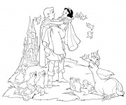 Coloriage La joie de Princesse Blanche Neige avec le prince