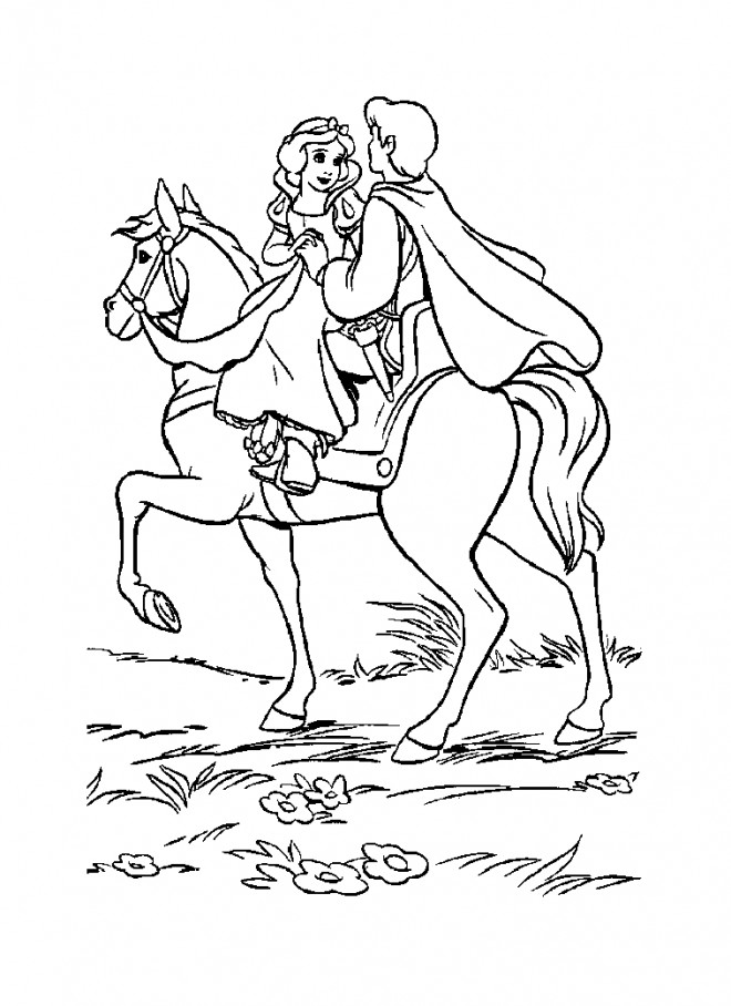 Coloriage Les deux amoureux sur le cheval dessin gratuit à imprimer