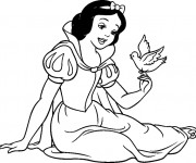 Coloriage Pigeon sur les doigts de Blanche Neige