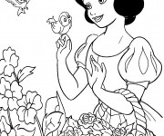 Coloriage Princesse Blanche Neige et l'amour de la nature