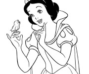 Coloriage Princesse Blanche Neige et l'oiseau parlant