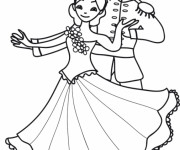 Coloriage Princesse Blanche Neige et le Prince en dansant
