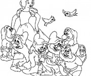 Coloriage Princesse Blanche Neige et Les septs Nains