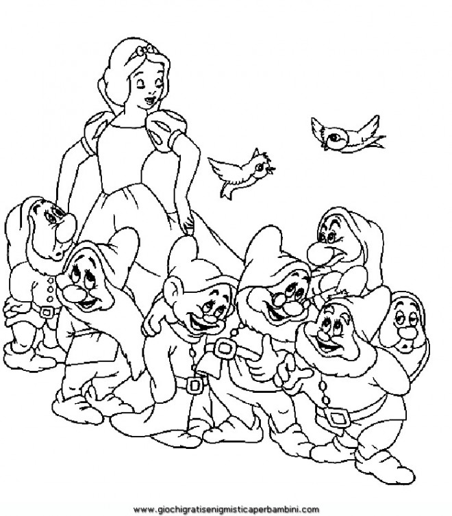 Coloriage et dessins gratuits Princesse Blanche Neige et Les septs Nains à imprimer