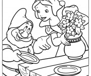 Coloriage Princesse Blanche Neige pr&eacute;pare la table
