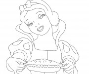 Coloriage Princesse Blanche Neige prépare une tarte