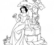 Coloriage Princesse Blanche Neige pr&egrave;s de puit