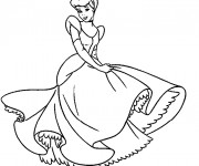 Coloriage Cendrillon en une simple robe