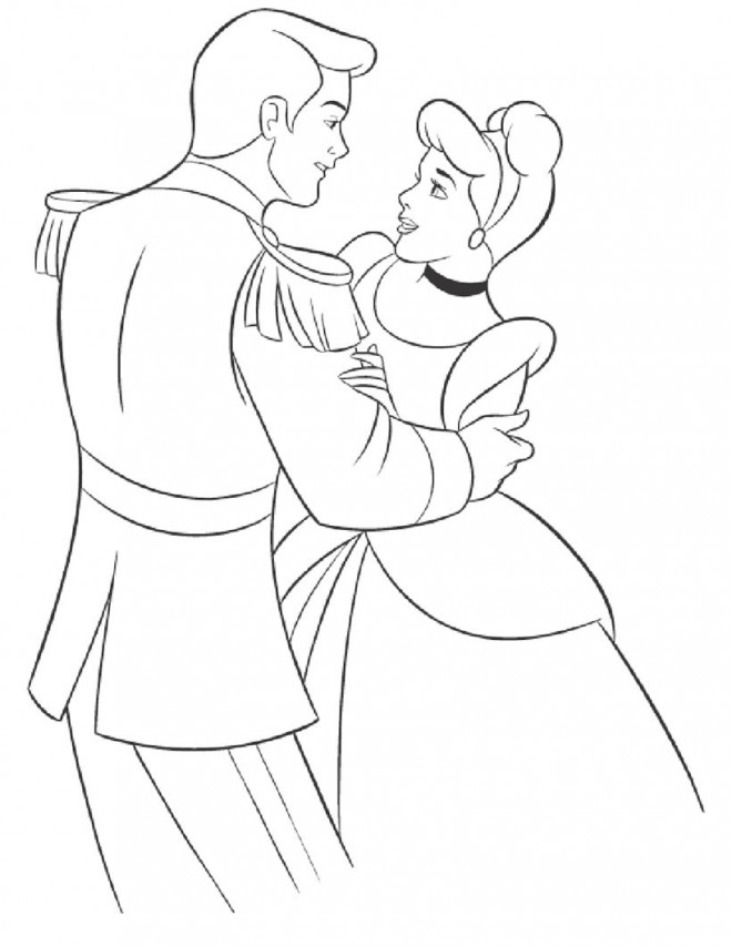Coloriage Cendrillon et Le Prince à colorier