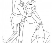 Coloriage Cendrillon et Le Prince en dansant