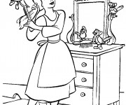 Coloriage Cendrillon se brosse les cheveux