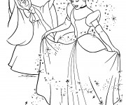 Coloriage La Marraine Fée transforme Cendrillon