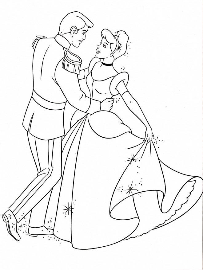 Coloriage Le Prince danse avec Cendrillon dessin gratuit à ...