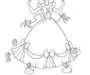 Coloriage Les Oiseaux aident La Princesse Cendrillon