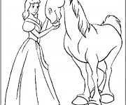 Coloriage Princesse Cendrillon el Le Cheval Magique