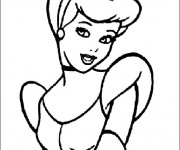 Coloriage Princesse Cendrillon en noir