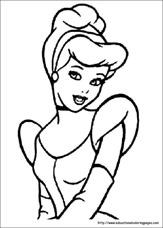 Coloriage Princesse Cendrillon en noir dessin gratuit à imprimer
