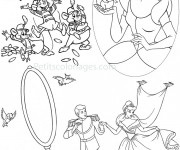 Coloriage Princesse Cendrillon et ses petits amis