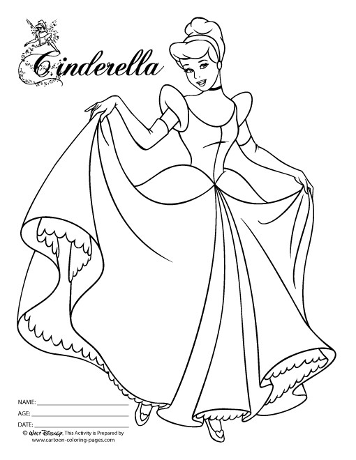 Coloriage Princesse Cendrillon maternelle pour enfant