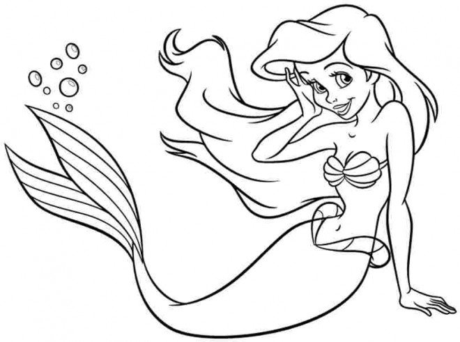 Coloriage Ariel Belle Sirène à Colorier