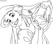 Coloriage Ariel brosse ses cheveux avec la fourchette