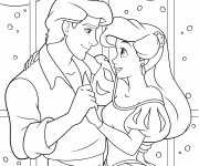 Coloriage Eric et Ariel Disney simple