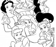 Coloriage Héroïnes de Disney en couleur