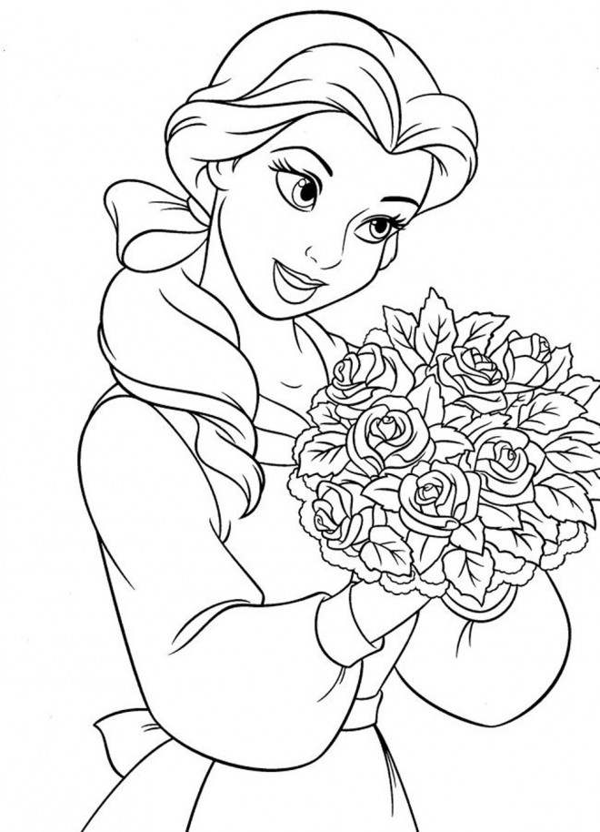 Coloriage La belle Ariel tient un bouquet dessin gratuit à imprimer