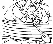 Coloriage Les amoureux Princesse Ariel et Prince Eric