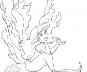 Coloriage Petite Princesse Ariel mignonne
