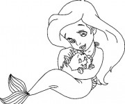 Coloriage Petite Sir&egrave;ne et Le Poisson