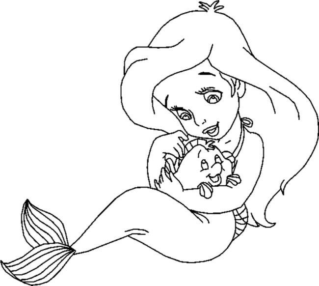 Coloriage Petite Sirène Et Le Poisson Dessin Gratuit à Imprimer