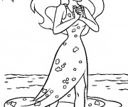 Coloriage et dessins gratuit Princesse Ariel à la plage à imprimer