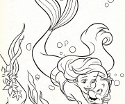 Coloriage Princesse Ariel aime Polochon