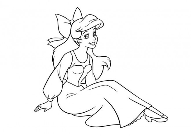 Coloriage et dessins gratuits Princesse Ariel assise à imprimer